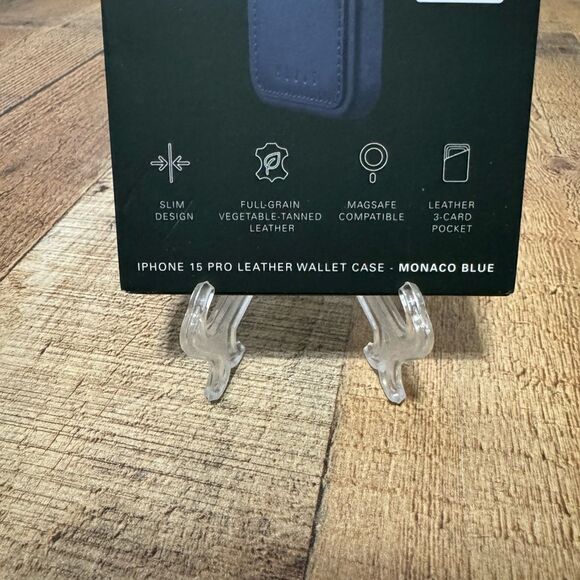 FULL LEATHER WALLET CASE FOR IPHONE 15 PRO, Blue - Picture 6 of 8